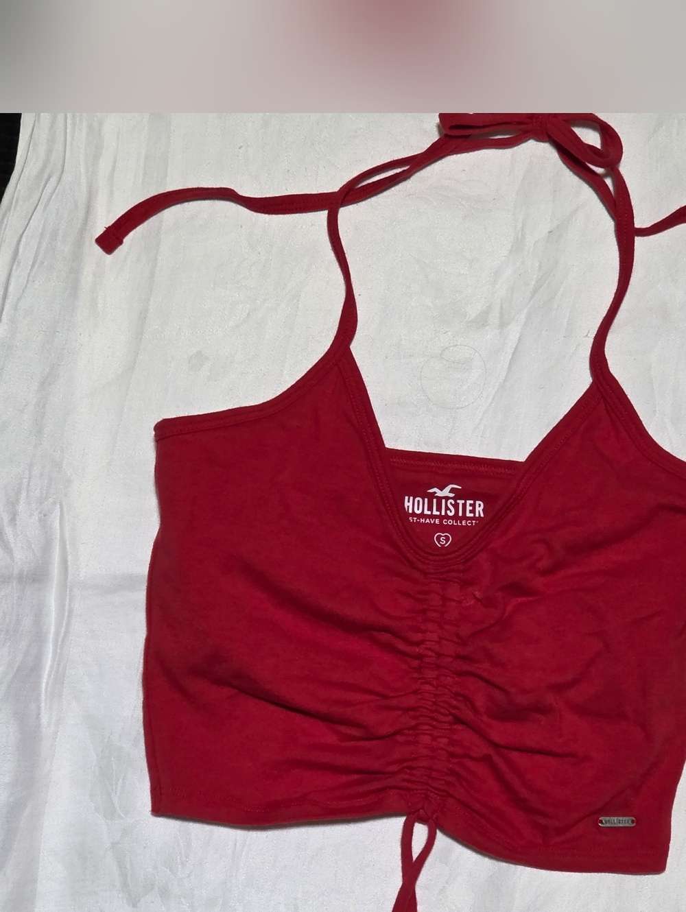 Hollister Crimson Ruched Halter Crop Top